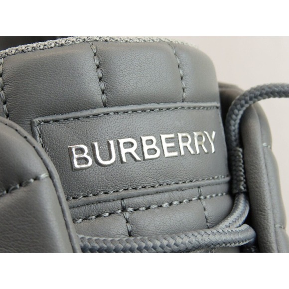 $850 BURBERRY AXBURTON GRAY CHECK QUILTED LEATHER LOGO SNEAKERS 10 US 43 ITALY - Picture 9 of 13